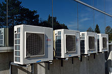 Air conditioners exhausting heat to atmosphere